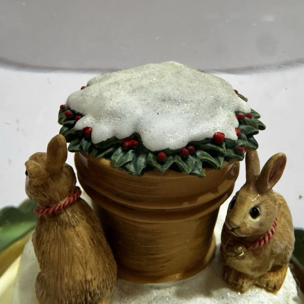 Hallmark Marjolein Bastin Winter Rabbits Christmas Tea Light Candle Water Globe